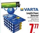 Longlife Power Batterien AA (Mignon) von Varta für 7,77 € bei EDEKA im Angebot Longlife Power Batterien AA (Mignon) von Varta im aktuellen EDEKA Prospekt