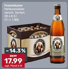 Hefeweissbier im Angebot bei Getränke König in Ingolstadt Hefeweissbier Angebote von Franziskaner bei Getränke König Ingolstadt für 17,99 €