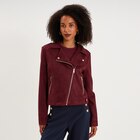 Veste biker en suédine ajustée violet foncé femme - La Halle Veste biker en suédine ajustée violet foncé femme à 39,99 € dans le catalogue La Halle