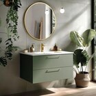 Ensemble sous-vasque Olivia larg. 80 cm décor vert + plan vasque + miroir - TALESA en promo chez Castorama Mulhouse à 199,00 €