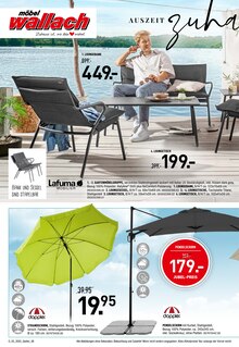 Sonnenschirm im aktuellen Möbel Wallach Prospekt (Hannover) Sonnenschirm im Möbel Wallach Prospekt "STARTKLAR FÜR DEN GARTEN" mit 12 Seiten (Hannover)