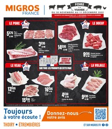 Migros France Catalogue "Foire à la viande", 4 pages, Ambilly,  30/11/2022 - 11/12/2022