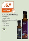 Bio Leinöl oder Bio Schwarzkümmelöl Angebote von Allgäuer Ölmühle bei Müller Frankfurt für 6,29 €