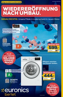 Waschmaschine im aktuellen EURONICS Prospekt (Soest) Waschmaschine im EURONICS Prospekt "WIEDERERÖFFNUNG NACH UMBAU" mit 8 Seiten (Soest)