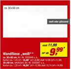 Aktuelles Wandfliese "weiß" Angebot bei toom Baumarkt in Erfurt ab 9,99 €