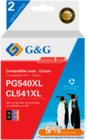 Pack de 2 cartouches d'encre remanufacturées Canon PG-540XL/CL-541XL - G&G en promo chez Bureau Vallée Menton à 37,99 €
