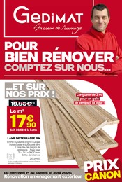 Catalogue Gedimat à Le Vigen, avec 16 pages Prospectus Gedimat à Le Vigen, "POUR BIEN RÉNOVER COMPTEZ SUR NOUS...", 16 pages, 01/04/2026 - 18/04/2026