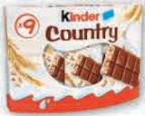 Barres chocolatees - KINDER COUNTRY en promo chez Super U Amiens à 1,19 €