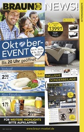 BRAUN Möbel-Center Prospekt "BRAUN NEWS", 22 Seiten, 27.09.2023 - 27.09.2023 Aktueller BRAUN Möbel-Center Prospekt, "BRAUN NEWS", mit Angeboten der Woche, gültig von 27.09.2023 bis 27.09.2023
