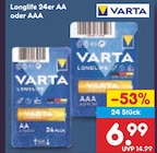 Longlife 24er AA oder AAA Angebote von Varta bei Netto Marken-Discount Trier für 6,99 €