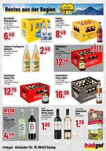 Wasser im Trinkgut Prospekt "Größter Getränkemarkt in Dasing!" mit 4 Seiten (Augsburg)