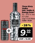 Vodka inkl. Vodka & Energy Dose von Three Sixty für 9,99 € bei Netto mit dem Scottie im Angebot Vodka inkl. Vodka & Energy Dose von Three Sixty im aktuellen Netto mit dem Scottie Prospekt