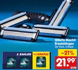 Mach3 Ersatzklingen Angebote von Gillette bei Netto Marken-Discount Remscheid für 21,99 €