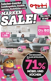 Aktueller Opti-Wohnwelt Möbel & Einrichtung Prospekt in Nordwestuckermark und Umgebung, "Marken Sale!" mit 16 Seiten, 22.05.2025 - 14.06.2025