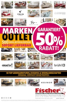 Aktueller Polstermöbel Fischer Nürnberg Prospekt Polstermöbel Fischer Nürnberg Prospekt "MARKEN OUTLET" mit 1 Seite