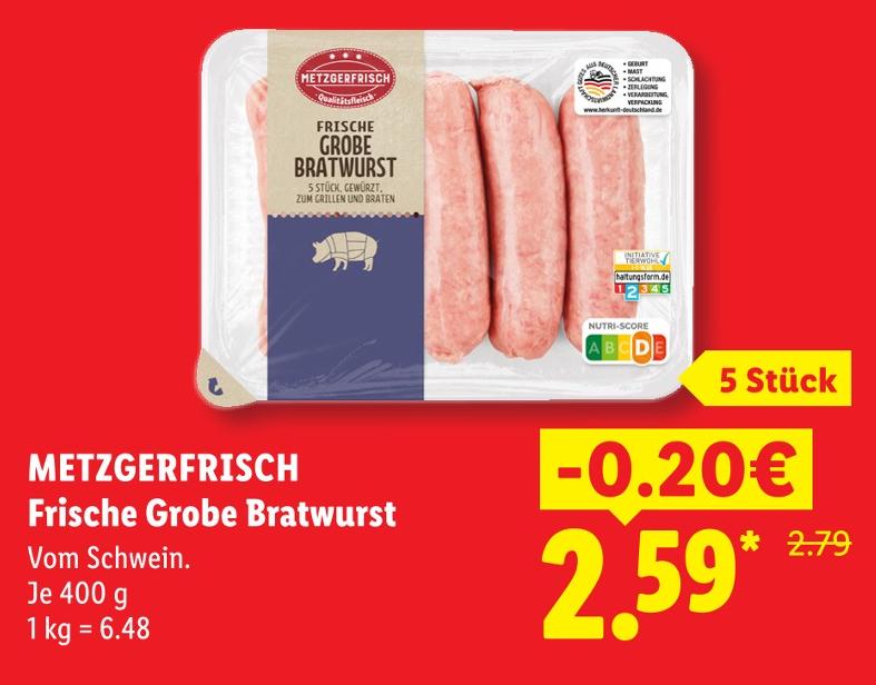 Frische Grobe Bratwurst