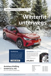 Aktueller Volkswagen Werkstatt & Auto Prospekt in Kirchberg und Umgebung, "Auf ins Wintervergnügen" mit 1 Seite, 01.01.2025 - 28.02.2025