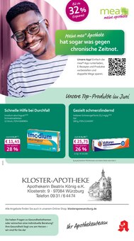 mea - meine apotheke Prospekt der Woche "Unsere Juni-Angebote" Seite 1, 01.06.2026 bis 30.06.2026 für Würzburg Aktueller mea - meine apotheke Prospekt "Unsere Juni-Angebote" Seite 1 von 4 Seiten für Würzburg