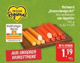 Aktuelle Mettwurst Angebote bei Marktkauf in Nürnberg Aktuelles Mettwurst 'Braunschweiger Art' Angebot bei Marktkauf in Nürnberg ab 1,19 €