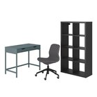 Schreibtisch+Aufbewahrungskombi und Drehstuhl grautürkis/schwarz von ALEX/LÅNGFJÄLL / KALLAX im aktuellen IKEA Prospekt für 362,99 €
