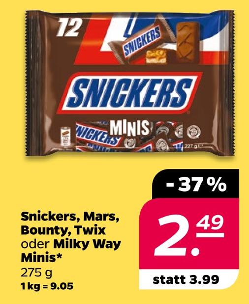 Snickers, Mars, Bounty, Twix oder Milky Way Minis