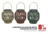 Lanterne solaire en métal portative HT 15 cm en promo chez Super U Lanterne solaire en métal portative HT 15 cm dans le catalogue Super U