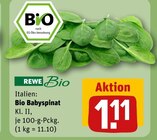 Aktuelles Bio Babyspinat Angebot bei REWE in Leverkusen ab 1,11 €