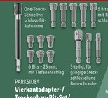 Vierkantadapter-/ Trockenbau-Bit-Set/ Schnellverschluss-Bithalter Angebote von PARKSIDE bei Lidl Bochum für 2,99 €