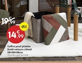 Coffre pouf pliable Scott velours côtelé - Maxi Bazar à Colombes Coffre pouf pliable Scott velours côtelé en promo chez Maxi Bazar Colombes à 14,99 €