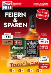 Aktueller Travel FREE Supermarkt Prospekt in Tiefenbach und Umgebung, "FEIERN & SPAREN" mit 12 Seiten, 03.10.2025 - 16.10.2025