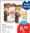 Hundenahrung von Pablo für 0,88 € bei budni im Angebot Hundenahrung von Pablo im aktuellen budni Prospekt