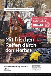 Aktueller Volkswagen Werkstatt & Auto Prospekt in Niebüll und Umgebung, "Mit frischen Reifen durch den Herbst" mit 1 Seite, 01.09.2024 - 30.11.2024