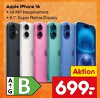 iPhone 16 im Angebot bei Netto Marken-Discount in Straubing iPhone 16 Angebote von Apple bei Netto Marken-Discount Straubing für 699,00 €