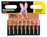 Lot de 16 piles Duracell +100%  AA/LR6 - DURACELL en promo chez Carrefour Dijon à 8,39 €