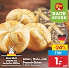 Kaiser-, Mohn- oder Sesambrötchen Angebote von BACK STUBE bei Netto Marken-Discount Esslingen für 1,00 €