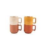Lot de 4 mugs empilables colorés - CARREFOUR HOME en promo à 9,99 € chez Carrefour Lot de 4 mugs empilables colorés - CARREFOUR HOME dans le catalogue Carrefour