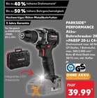 PERFORMANCE Akku-Bohrschrauber 20V »PABSP 20-Li C4« Angebote von PARKSIDE bei Kaufland Leverkusen für 39,99 €