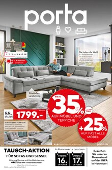 Couch im aktuellen porta Möbel Prospekt (Hildesheim) Couch im porta Möbel Prospekt "Bis zu 35% auf Möbel und Teppiche" mit 16 Seiten (Hildesheim)
