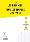 Feuilles simples A4 - 200 pages - grands carreaux (Seyes) - perforées - Les Prix Mini - Les Prix Mini en promo chez Bureau Vallée Feuilles simples A4 - 200 pages - grands carreaux (Seyes) - perforées - Les Prix Mini - Les Prix Mini dans le catalogue Bureau Vallée