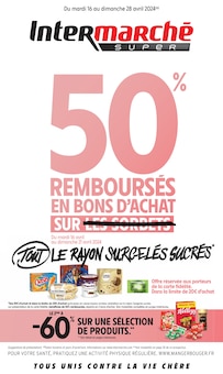 Prospectus Intermarché de la semaine "50% REMBOURSÉS EN BONS D'ACHAT SUR TOUT LE RAYON SURGELÉS SUCRÉS" avec 1 pages, valide du 16/04/2024 au 28/04/2024 pour Ouroux-sur-Saône et alentours