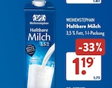 Haltbare Milch von Weihenstephan im aktuellen ALDI SÜD Prospekt für 1,19 €