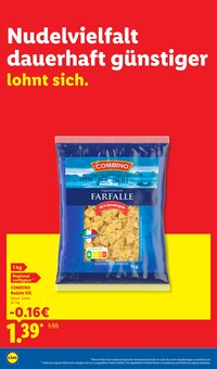 Nudeln im Lidl Prospekt "Der Preisführer macht Deutschland dauerhaft günstiger!" mit 38 Seiten (Neuss)