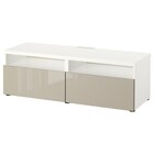 TV-Bank mit Schubladen weiß/Selsviken Hochglanz beige 120x42x39 cm bei IKEA im Blaubeuren Prospekt für 192,00 €