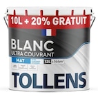 Peinture(d) Tollens ultra couvrant murs, plafonds et boiseries mat blanc 10 L +20% gratuit - Tollens en promo chez Castorama Béziers à 89,90 €