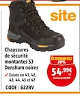 Screwfix - Chaussures de sécurité montantes S3 Densham noires : offre du catalogue Promo Chaussures de sécurité montantes S3 Densham noires à 54,99 € dans le catalogue Screwfix ""