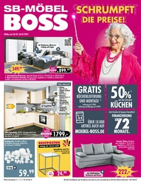 SB Möbel Boss Prospekt "SCHRUMPFT DIE PREISE!" mit 12 Seiten (Moers)