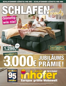Bett im Möbel Inhofer Prospekt "SCHLAFEN Trends" mit 12 Seiten (München)