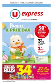 Catalogue Supermarchés U Express en cours à Yvetot et alentours, "Pâques À PRIX BAS", 20 pages, 19/03/2024 - 01/04/2024