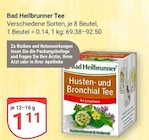 Husten- und Bronchial Tee Angebote von Bad Heilbrunner bei GLOBUS Gotha für 1,11 €