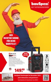 Aktueller bauSpezi Baumärkte Prospekt in Eslohe und Umgebung, "DER RICHTIGE SOUND FÜR DEINE BAUSTELLE!" mit 6 Seiten, 03.11.2025 - 29.11.2025